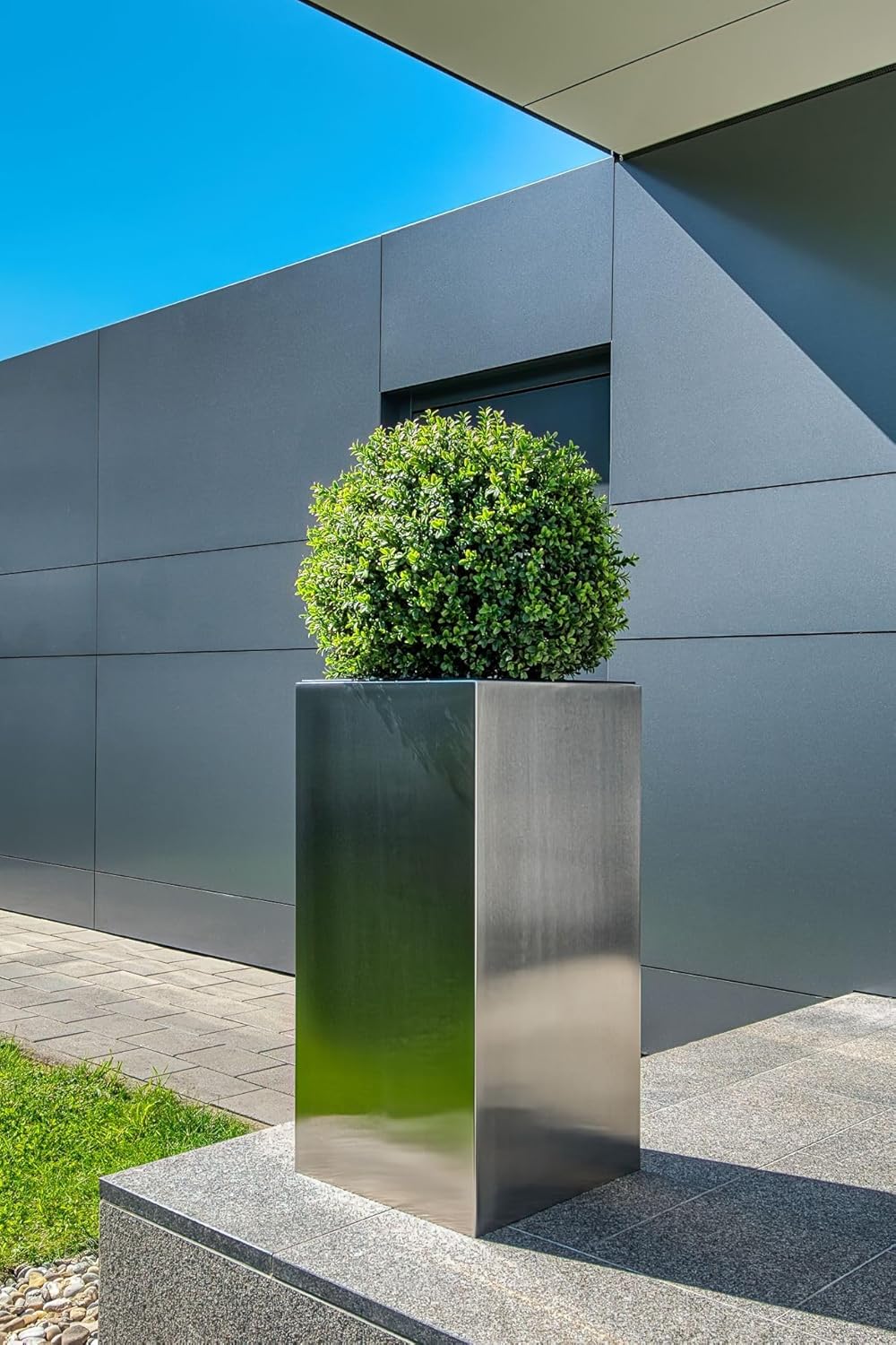 VIVANNO Pflanzkübel Blumenkübel Pflanzgefäss Übertopf Edelstahl Block - 80 x 40 x 40 cm BLOCK 80x40x