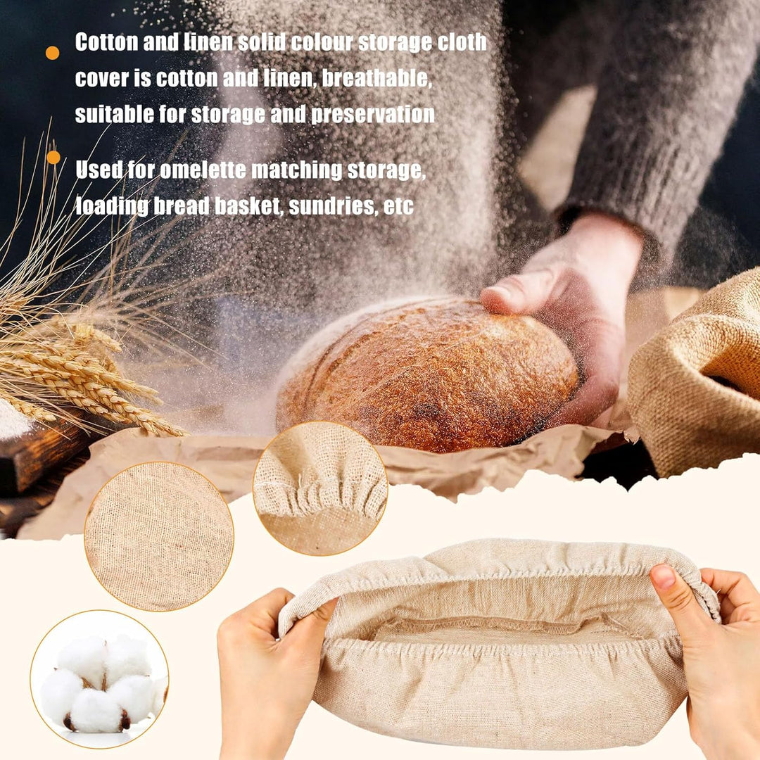 Gärkorb Set, Brot Gärkörbchen aus Peddigrohr zum Brot backen, Gärkörbchen Rund & Oval 2er Set, Gärko