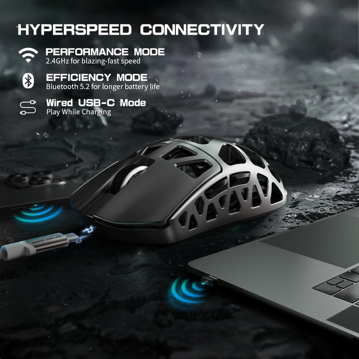 ATTACK SHARK R3PRO 46g Superlight Magnesiumlegierung Maus, 8000Hz Kabellose Abfragerate, 26000 DPI,