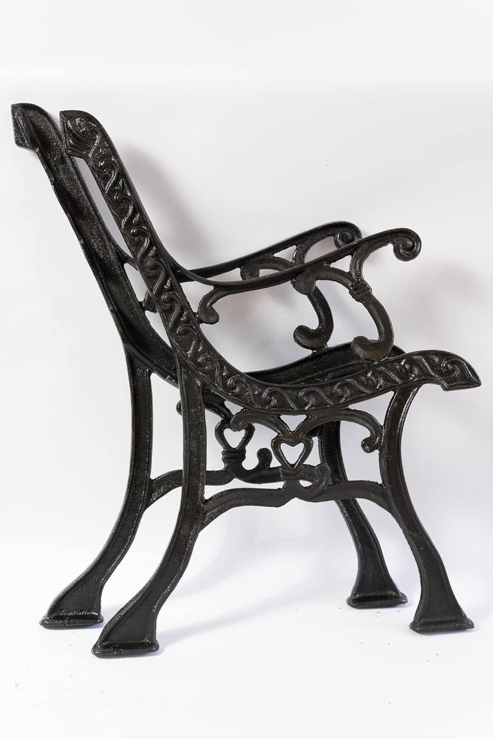 SEZAM Bankfüsse aus Gusseisen Schwarz x 2 Stück, mit Rückenlehne &amp; Armstütze - 56,5 x 38 x 77,5 cm,