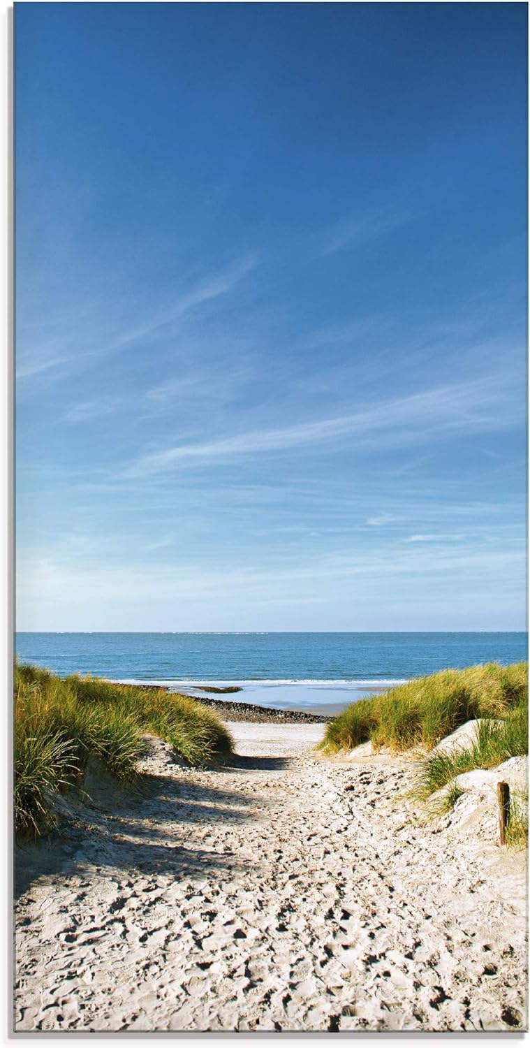 ARTland Glasbilder Wandbild Glas Bild einteilig 30x60 cm Hochformat Strand Meer Küste Nordsee Sand D