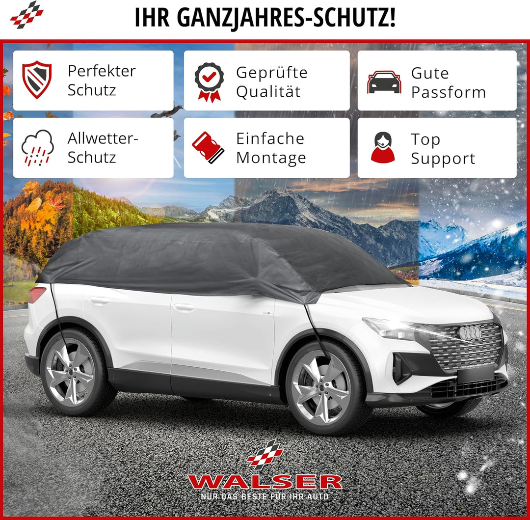 Walser Abdeckplane Auto All Weather, Wasserdicht, Wetterfest, Autoabdeckung Outdoor, Halbgarage Grös