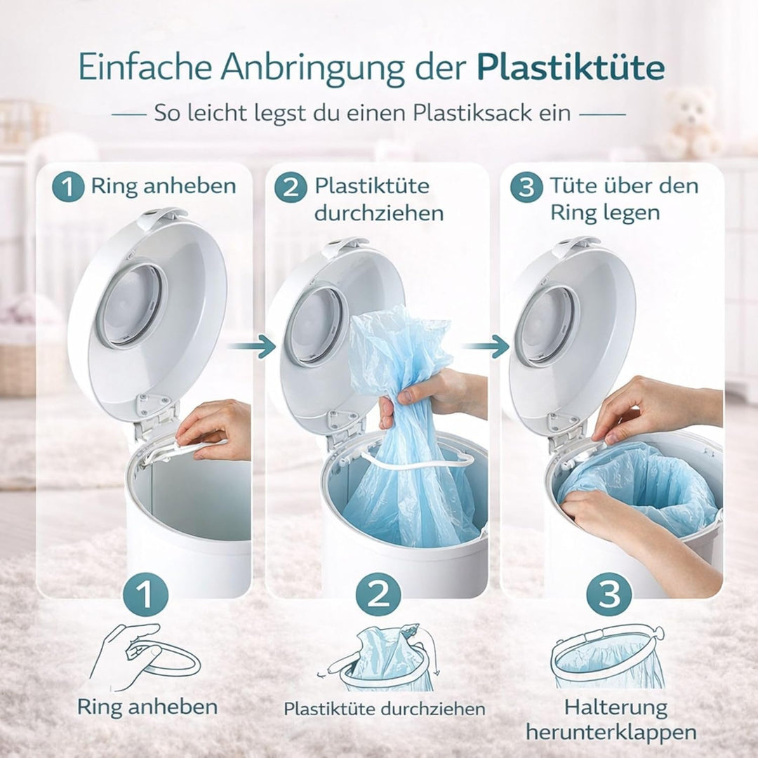 Fillikid Windeleimer Exklusiv | Windeltonne geruchlos | fasst ca. 40 Windel | gross und komfortabel