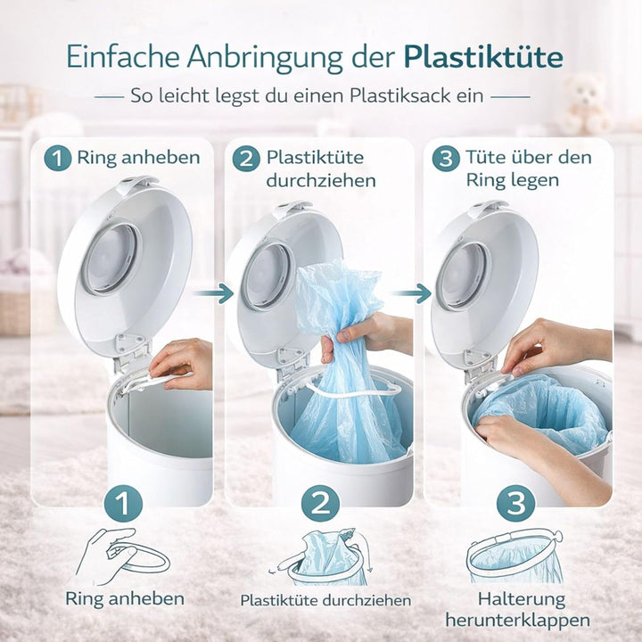 Fillikid Windeleimer Exklusiv | Windeltonne geruchlos | fasst ca. 40 Windel | gross und komfortabel