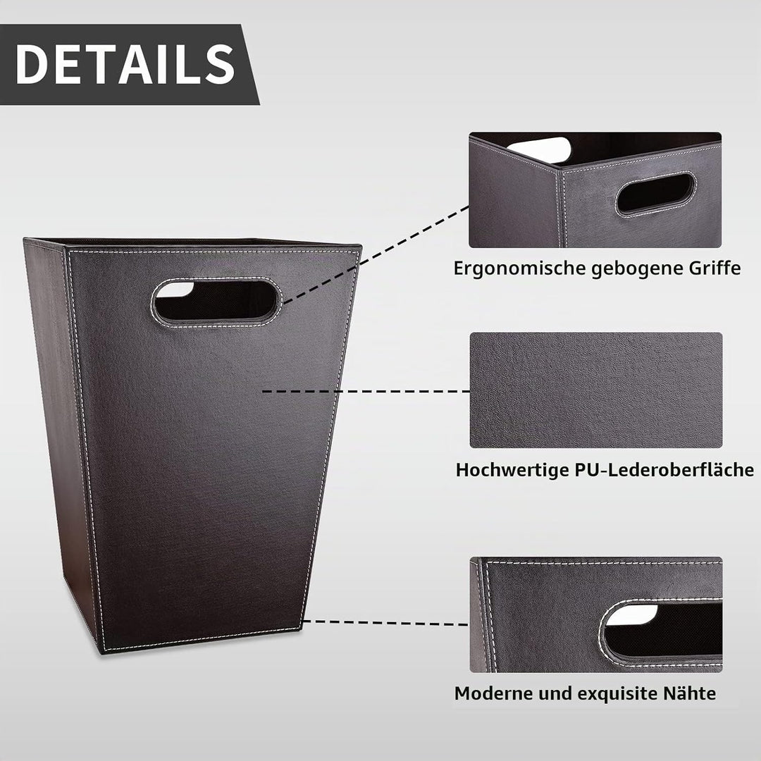 GORESE Papierkorb Büro -Quadrat Papierkorb aus Leder, modernes Design, Mülleimer für Küche, Bad, Bür