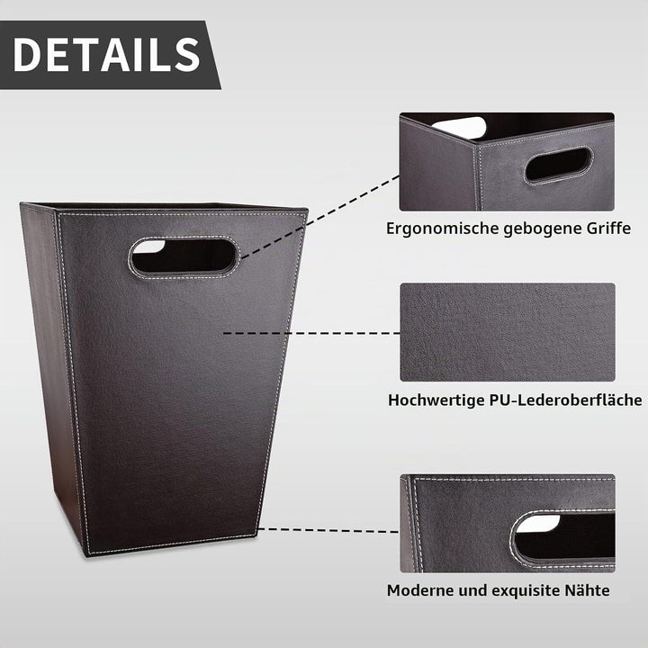 GORESE Papierkorb Büro -Quadrat Papierkorb aus Leder, modernes Design, Mülleimer für Küche, Bad, Bür