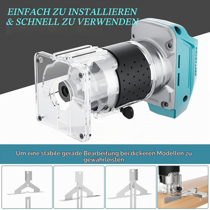 Akku Oberfräse kompatibel mit Makita 18V Akku, bürstenloser Motor,5 Geschwindigkeiten,800W 30000RPM,