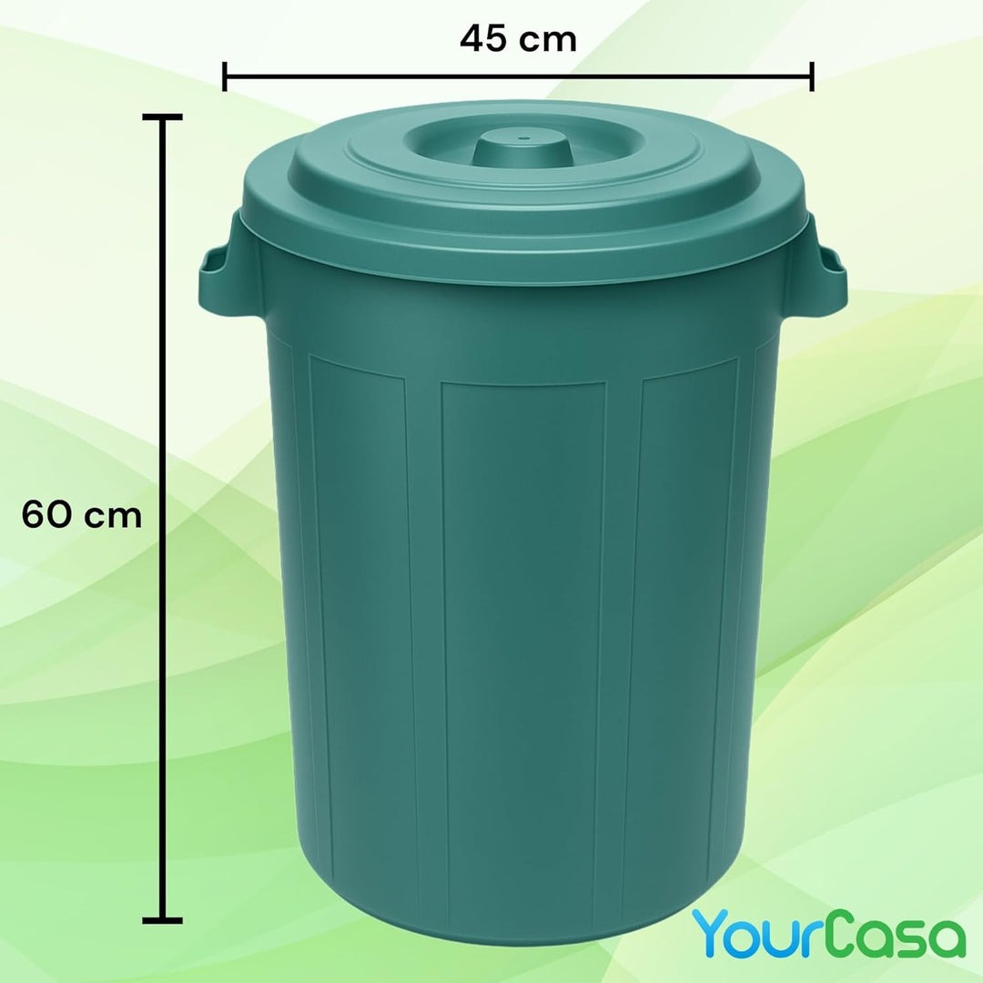 YourCasa Mülltonne 2 x 70L - Mülleimer mit Deckel - Tonne mit Trageriffen für Garten - Futtertonne o