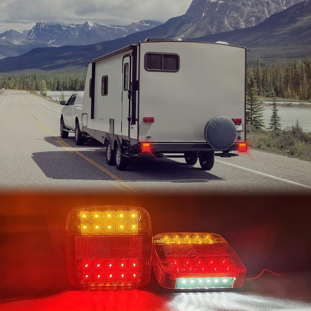 AOJO 2 PCS PKW Anhänger Rückleuchten LED, 12V LKW Rücklicht, Wasserdichte Heckleuchten mit ECE E-Gep