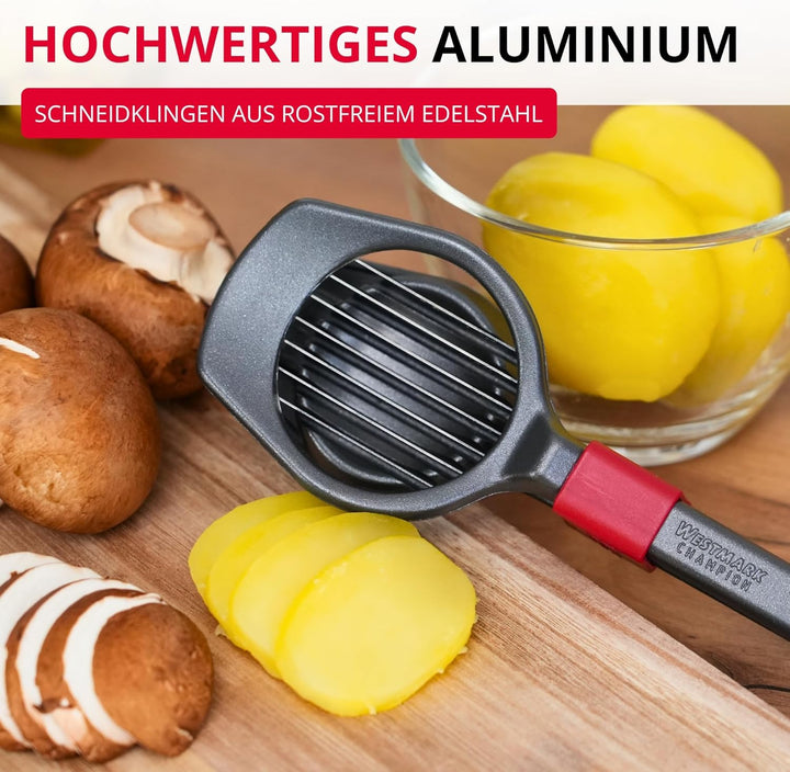 Westmark Obst- & Pilzschneider Champion Black Edition – Präziser Scheibenschneider für Champignons,