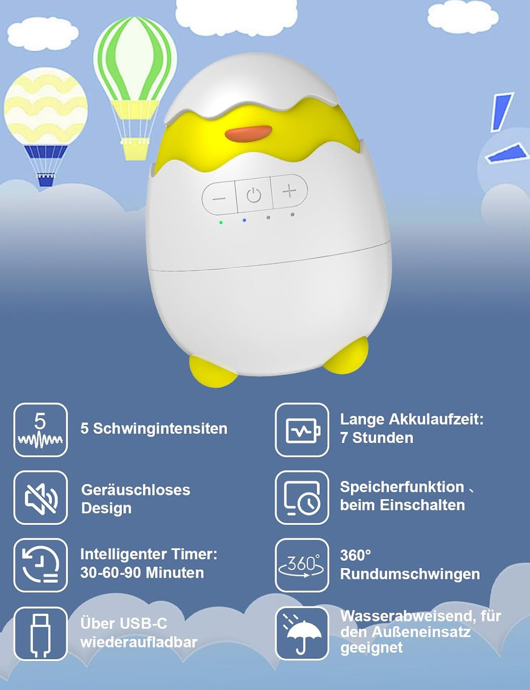 Robofun Kinderwagenschaukler - Das Original Schlafhilfe für Babys, 5 Einstellbare Schaukelintensität