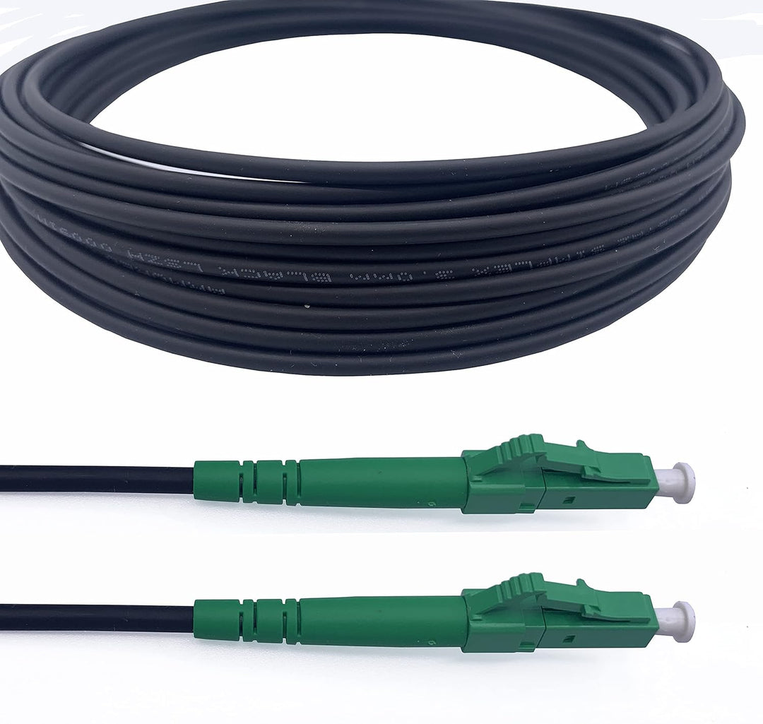 Elfcam® - 15m Gepanzerte Glasfaserkabel LC/APC auf LC/APC Stecker, Simple Singlemode 9/125μm OS2 Pat