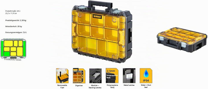 Dewalt TSTAK Organizer DWST82968-1 (spritzwassergeschützt IP54, durchsichtiger, schlagfester Deckel