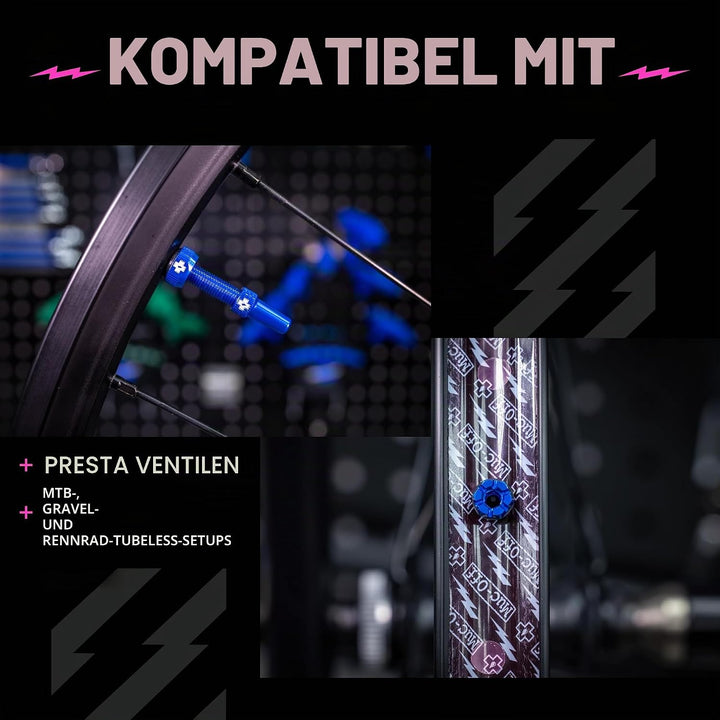Muc-Off Unisex V2 Presta Tubeless Ventile, Blau, 44mm Blau 44mm, Blau 44mm