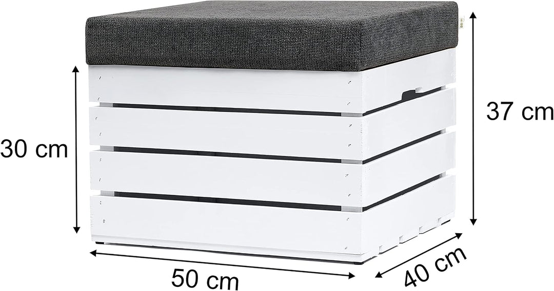 GrandBox Sitzhocker aus Holz 37x40x50 Polster, Sitztruhe Hocker mit Stauraum, Sitzbank, Sitzpouf, Si