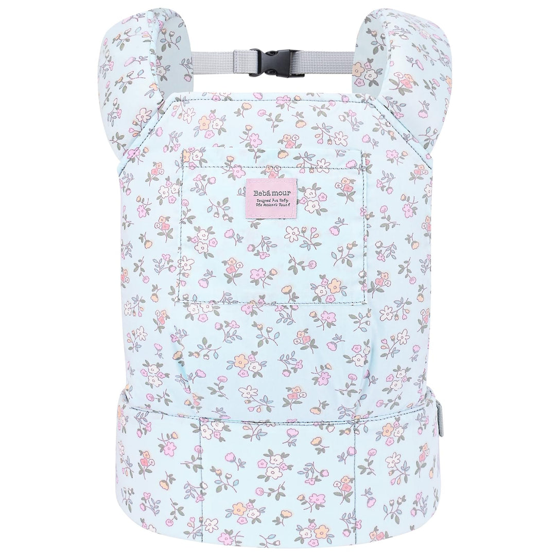 Bebamour Babypuppentrage für Kinder,Light Blue Flowers, Light Blue Flowers