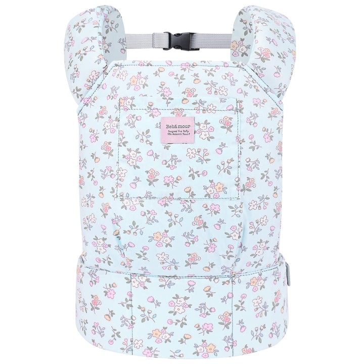 Bebamour Babypuppentrage für Kinder,Light Blue Flowers, Light Blue Flowers