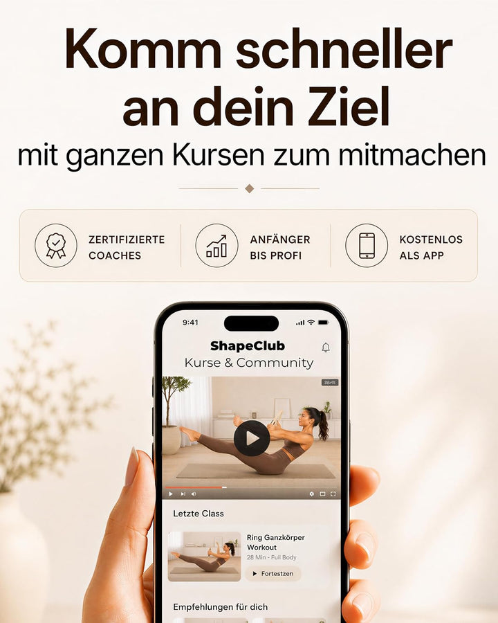Hochwertiges Pilates Set Ring &amp; Ball Studioqualität Übungsvideos Beige Premium Set, Beige Premium Se