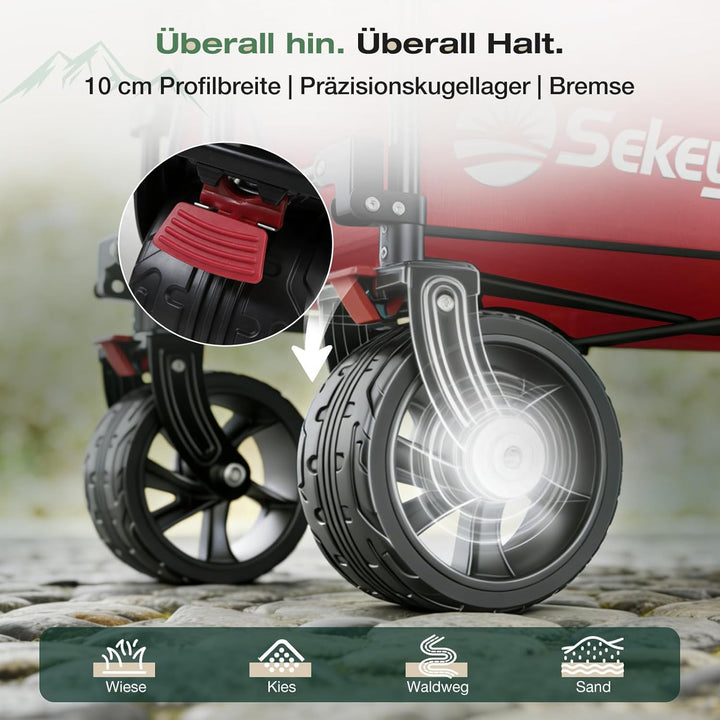 Sekey XXL Plus Bollerwagen Faltbar 200L 200KG Belastbar, Faltbollerwagen mit Extra Breite 17x10 cm A