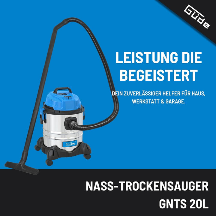 Güde 20 L 17001, NASS-TROCKENSAUGER GNTS 20L, Blau, Silber, schwarz, 1200 W, 85 Dezibel 1200W / 20L,