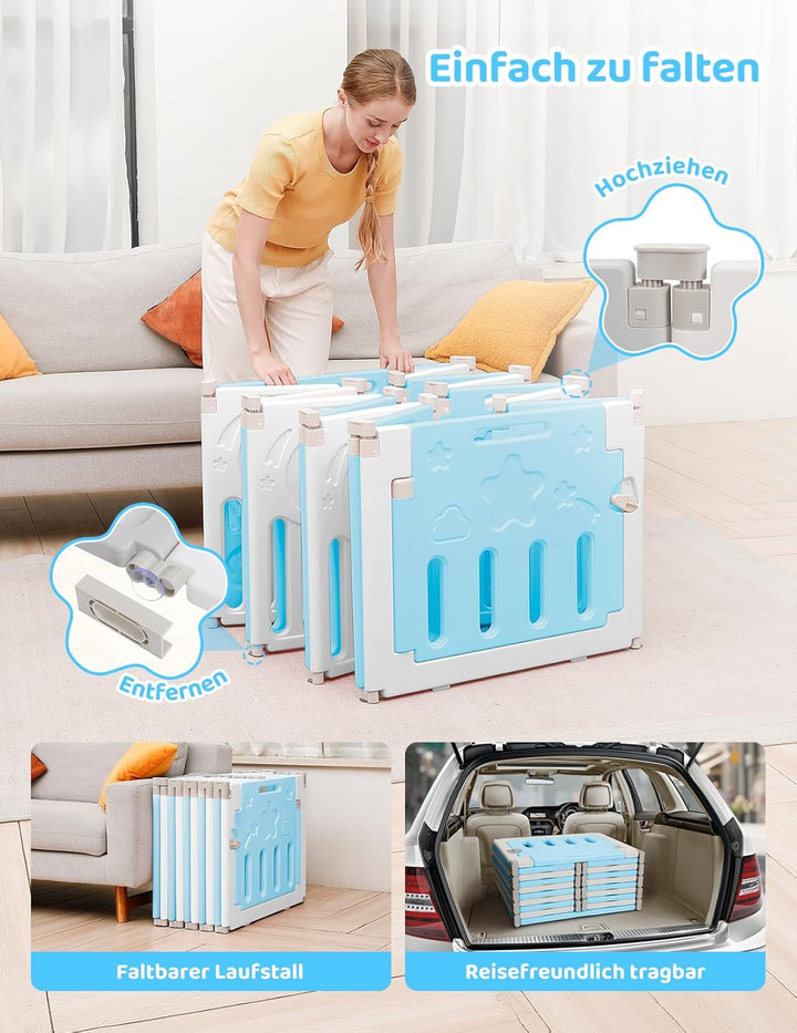 Dripex Laufstall Baby, 2 paneele, Laufgitter Baby, Baby Playpen, Laufstall in Anpassungsfähiger Form