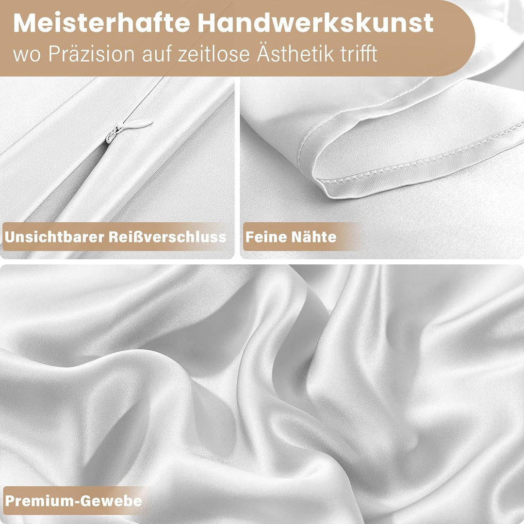 Muama Silk Pillowcase, Seidenkissenbezug 40x80 cm für Haar und Haut mit verstecktem Reissverschluss,