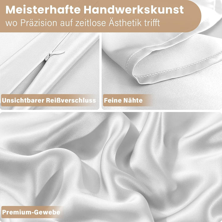 Muama Silk Pillowcase, Seidenkissenbezug 40x80 cm für Haar und Haut mit verstecktem Reissverschluss,