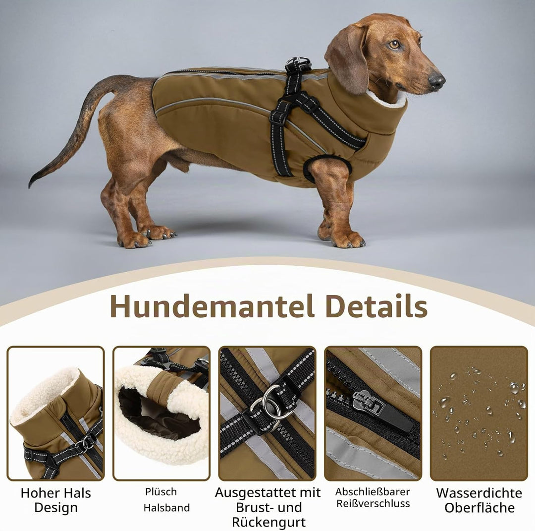 Hundemantel Hundejacke Warm Wintermantel mit Reissverschluss Winddichte &amp; Winddichte mit Reflektorst