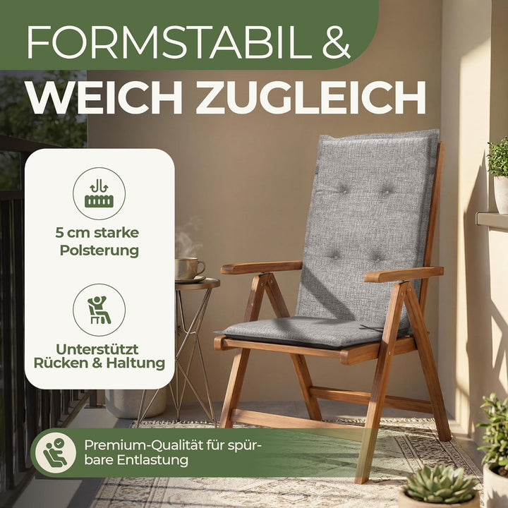 Florence Hochlehner Auflage – Gartenstuhlauflage Hochlehner mit Schaumstoff Polster, Outdoor Kissen