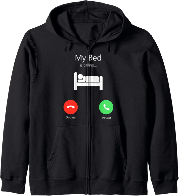 T-Shirt mit Aufschrift "My Bed Is Calling" Kapuzenjacke