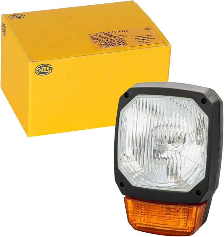 HELLA - Halogen-Hauptscheinwerfer - 12V - Einbau - Lichtscheibenfarbe: gelb - Stecker: DEUTSCH Steck