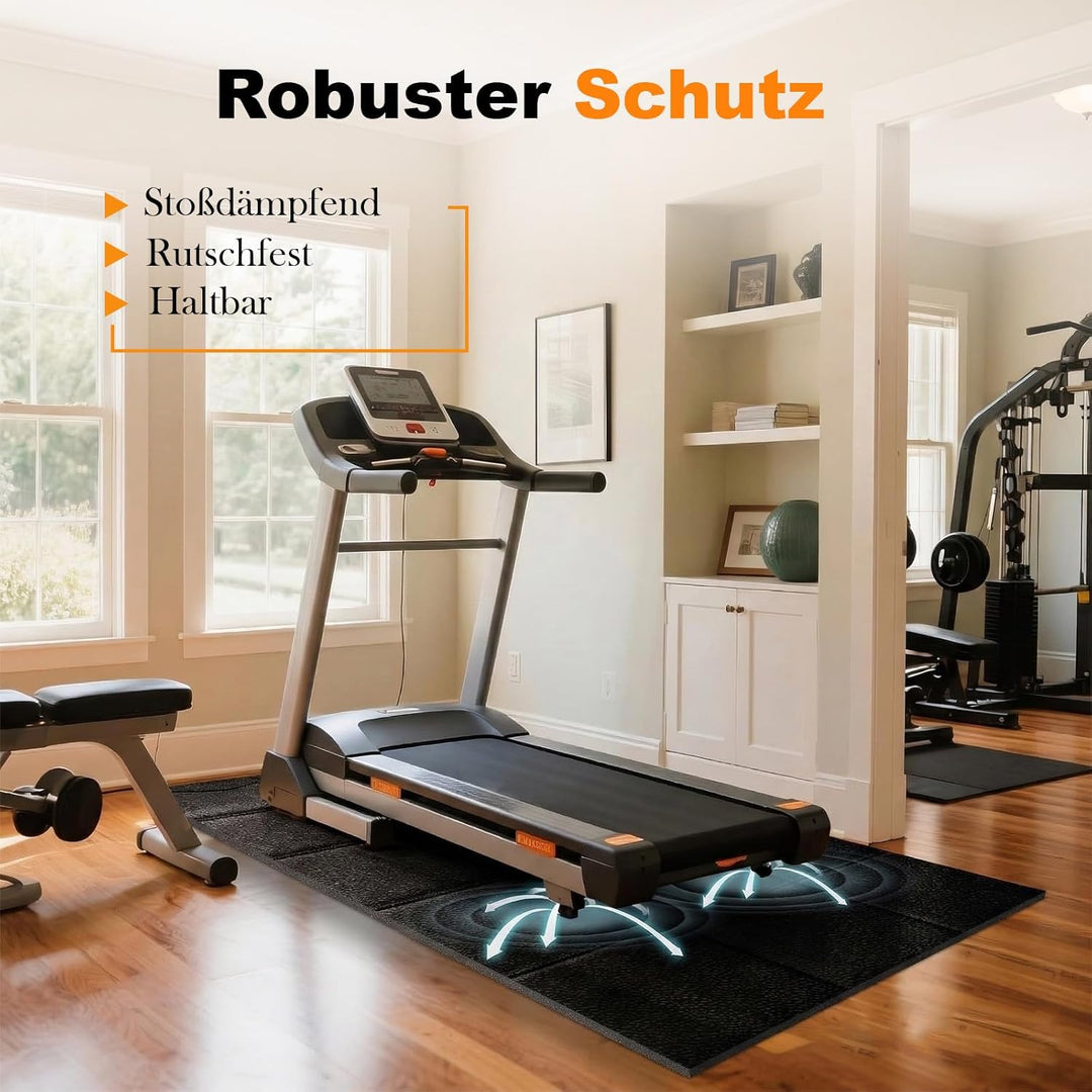 Laufband Matte Schalldämmend 200x100 cm Bodenschutzmatte Laufband, 4MM Dicke Laufmatte für Heimstudi
