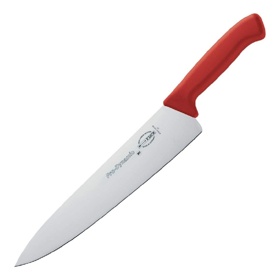 F. DICK ProDynamic Kochmesser (Klingenlänge 26 cm, Küchenmesser rot, Klinge X55CrMo14 Stahl, Härte 5