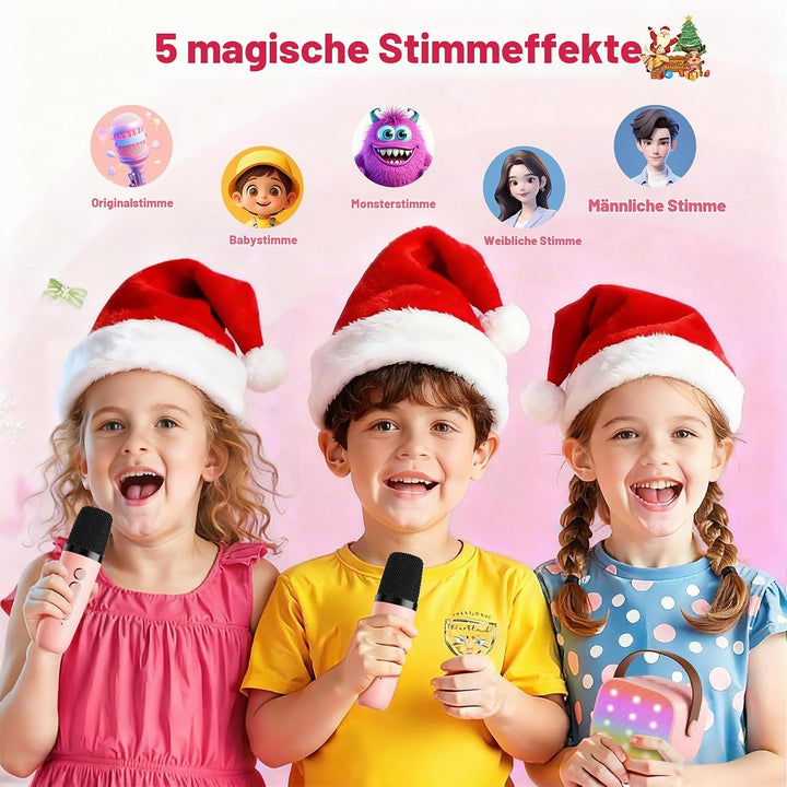 Mini-Karaoke-Maschine mit 2 kabellosen Mikrofonen, Top-Tragbare Bluetooth-Karaoke-Maschine für Kinde