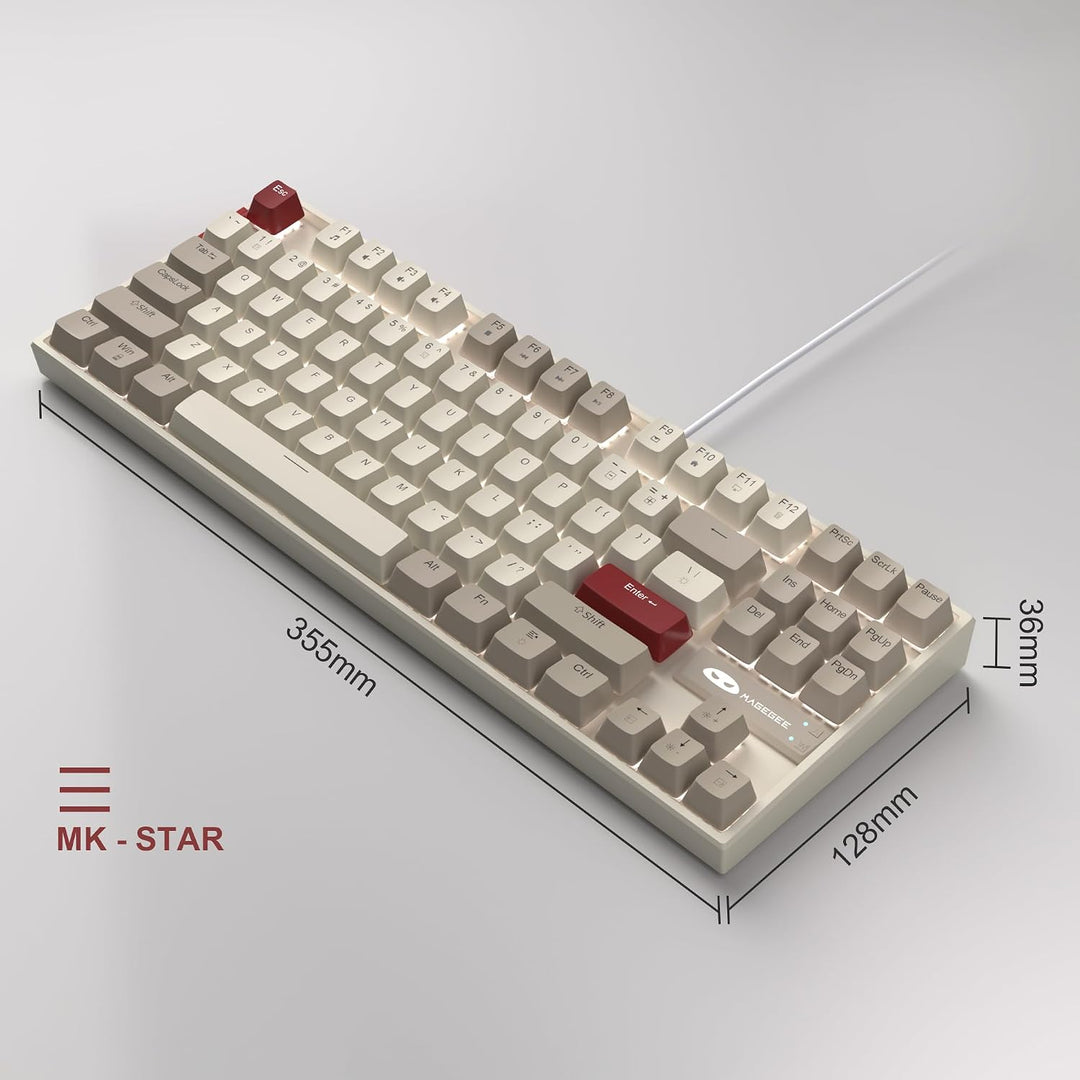 MageGee 75 % mechanische Gaming-Tastatur mit roten Schaltern, LED-blau beleuchtete Tastatur, 87 Tast