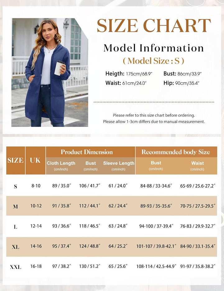 Svanco Damen Hoodie Kapuzenpullover Sweatshirt Langarm Pullover Langen Mantel Jacke Tops Outwear für