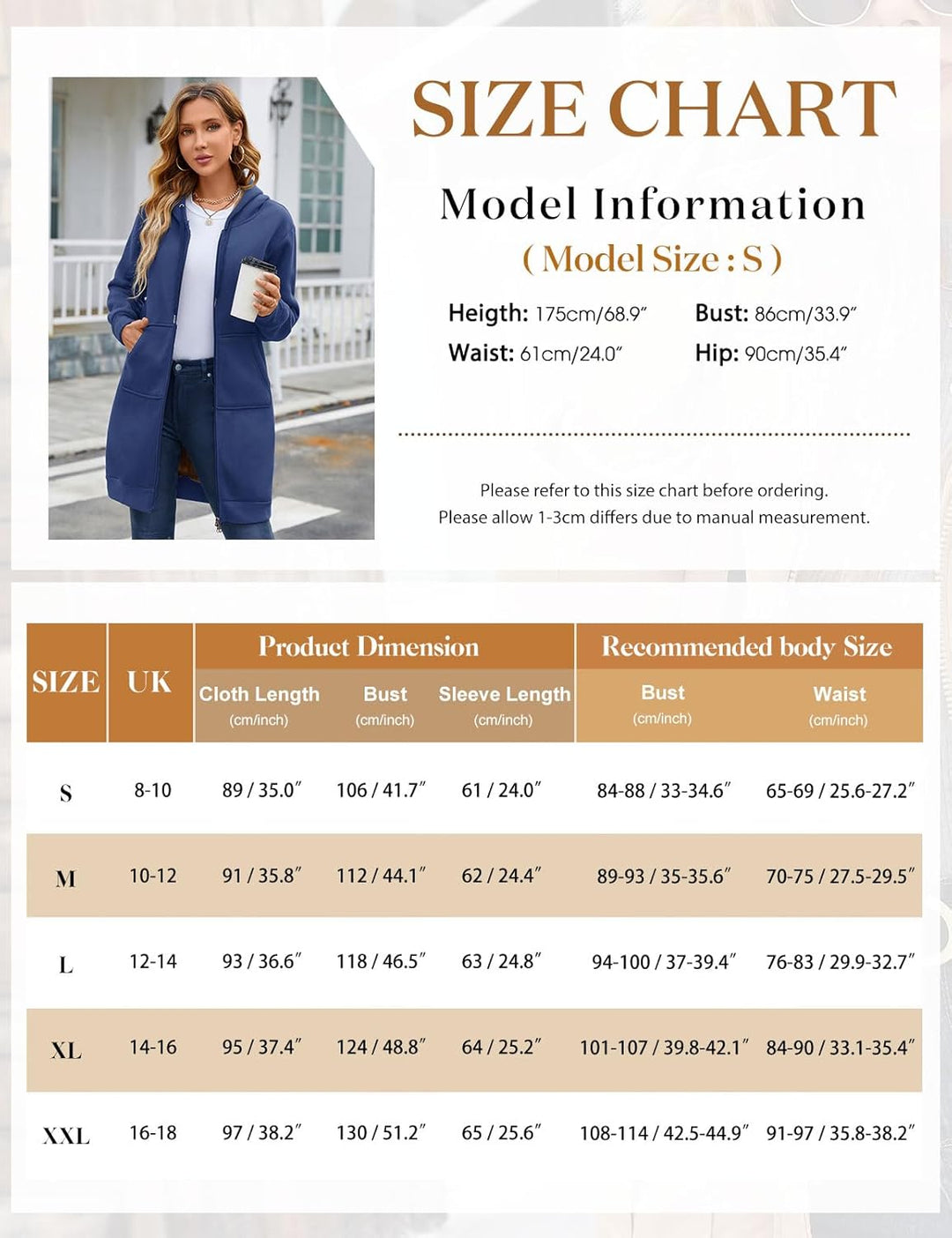 Fleecejacke Damen Lang Gefütterte Sweatjacke Dicke Strickjacke Warme Hoodie Jacke mit Reissverschlus