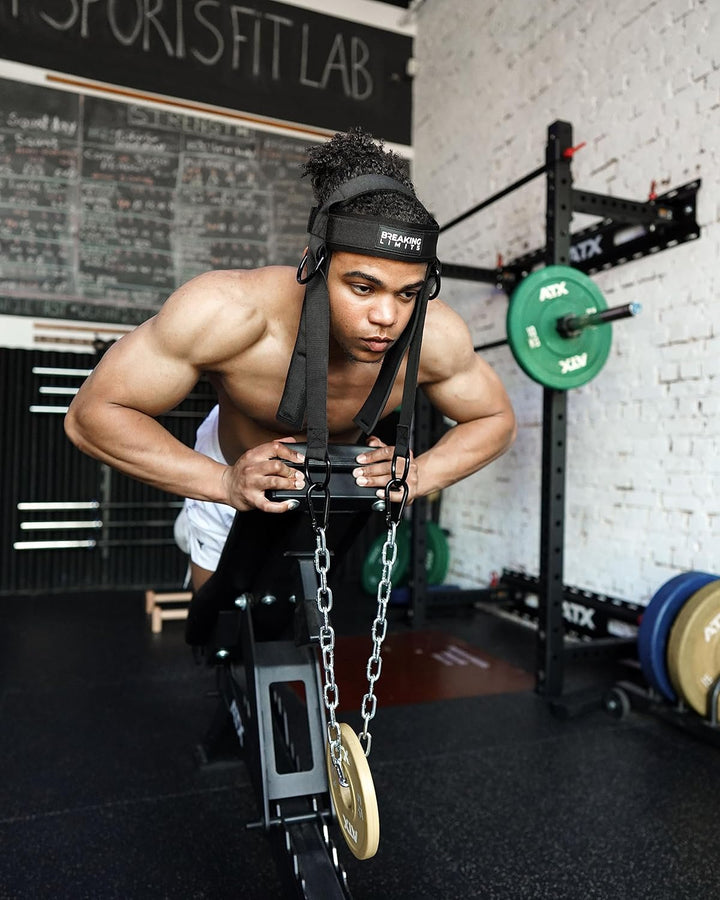 Breaking Limits Nackentrainer - Nacken-Harness mit Klettverschluss, Kopf- und Kinnriemen, Neck Train