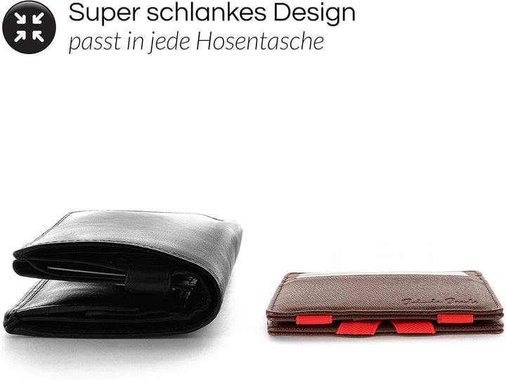 Jaimie Jacobs Flap Boy Slim mit Gravur - das Original - Magic Wallet ohne Münzfach Magischer Geldbeu