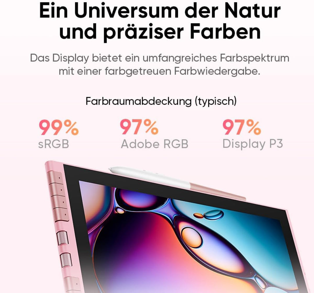 XPPen Artist 12 3rd Zeichentablet mit 11,9 Zoll Display Rosa | X4 Smart Chip Stift, 16384 Druckstufe