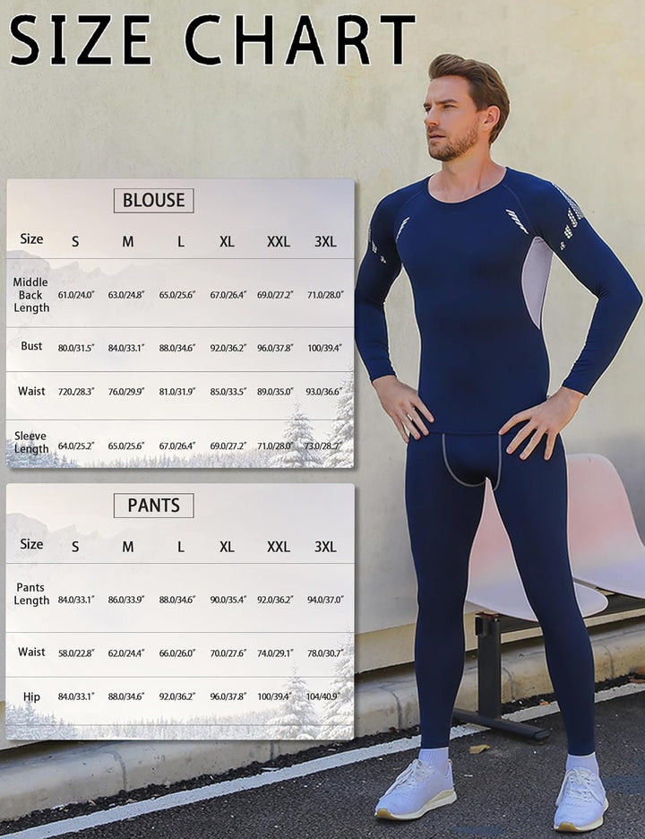 Thermounterwäsche Herren Winter Thermo Unterwäsche Set Fussball Funktionsunterwäsche Innenfleece Ski