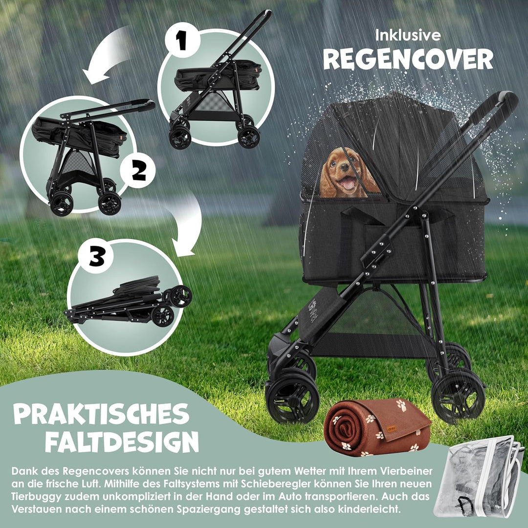 LOVPET® Hundewagen 2in1 Hundebuggy Hundebox Transporttasche Faltbar klappbar bis 20kg Haustiere Bugg