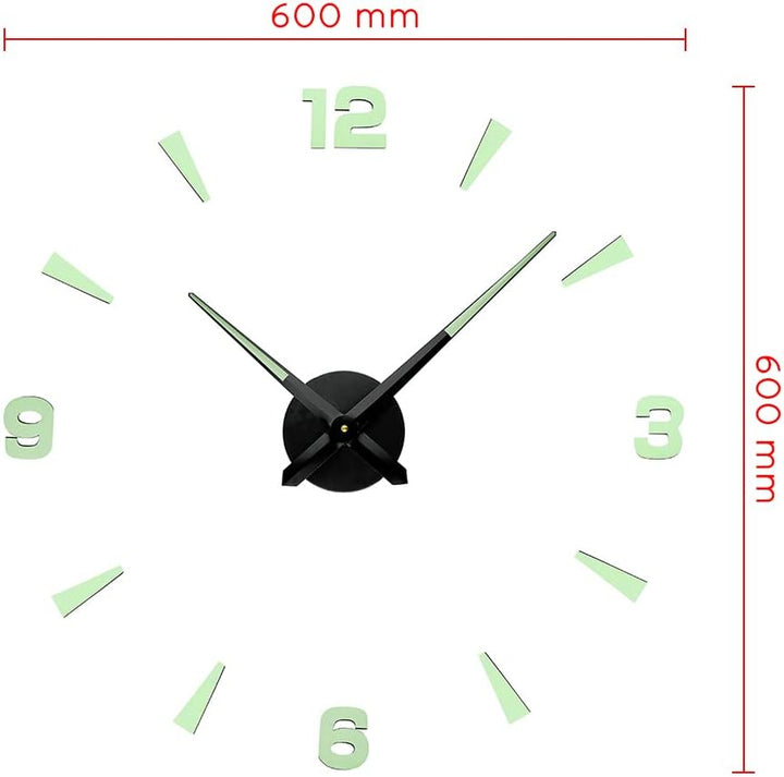 PRIM DIY 3D Wanduhr Luminiferous II, Lumini Hellgrün/Schwarz, LUMINI, Quarz-Schrittmotor, lumineszen