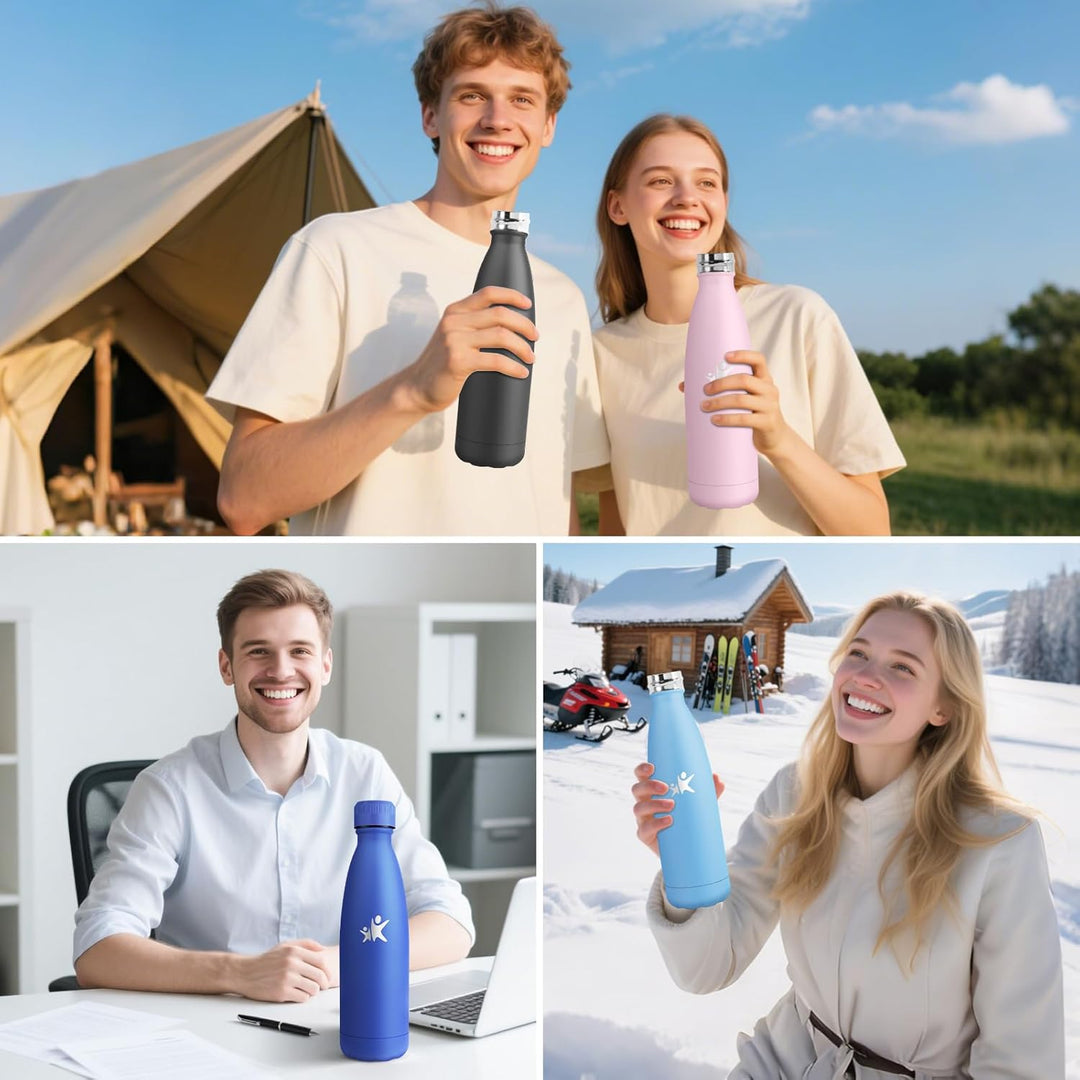 Trinkflasche Edelstahl - 750ml - Thermosflasche, BPA-Frei, Trinkflasche Sport - Auslaufsicher Wasser