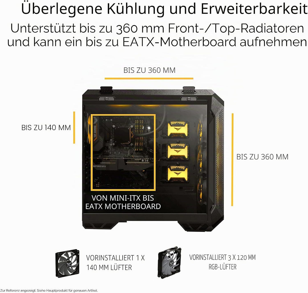 ASUS TUF Gaming GT501 White Edition Mid-Tower Computergehäuse für bis zu EATX Motherboards mit 2 x U