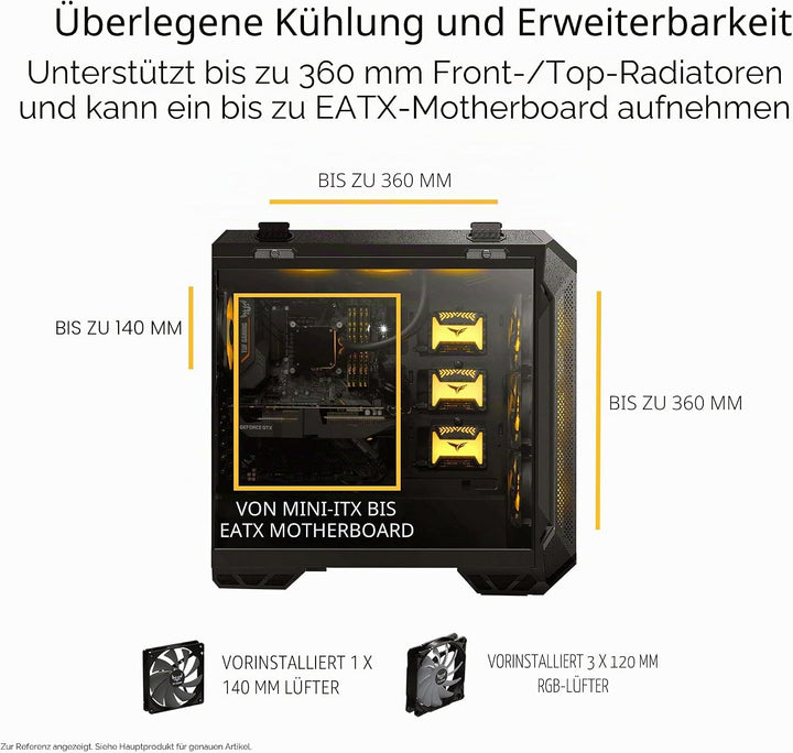 ASUS TUF Gaming GT501 White Edition Mid-Tower Computergehäuse für bis zu EATX Motherboards mit 2 x U