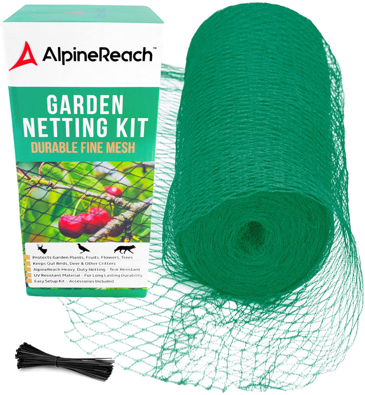 AlpineReach 2m x 20m Vogelschutznetz Gartennetz Feinmaschig (15 x 15mm) Extra Stark Gewebtes Netz, V