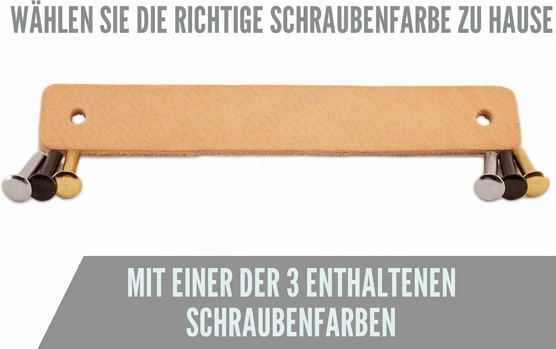 Brute Strength - Ledergriffe für Möbel - Natur - 6 Stück - 20 x 2,5 cm - Schrankgriff, Türgriff für