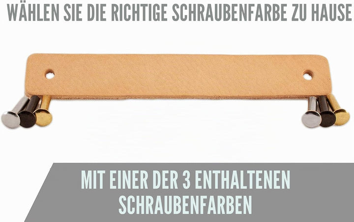 Brute Strength - Ledergriffe für Möbel - Natur - 6 Stück - 20 x 2,5 cm - Schrankgriff, Türgriff für