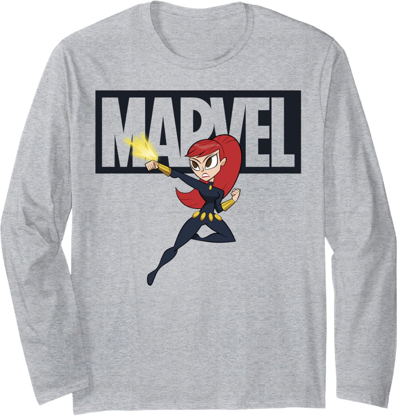 Marvel Avengers Black Widow Logo Doodle Langarmshirt